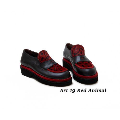 Women Shoes Art 19 Red Animal