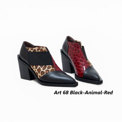 Women Shoes Art 68 Animal-Black-Red