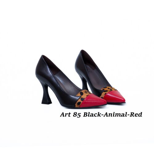 Women Shoes Art 85 Black-Animal-Red