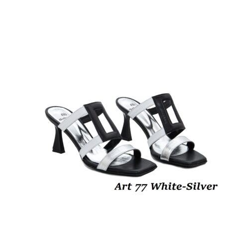 Women Shoes Art 77 White-Silver-Black