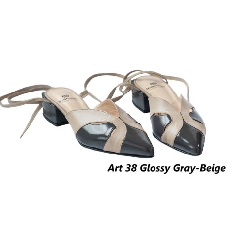 Women Shoes Art 38 Glossy Gray-Beige
