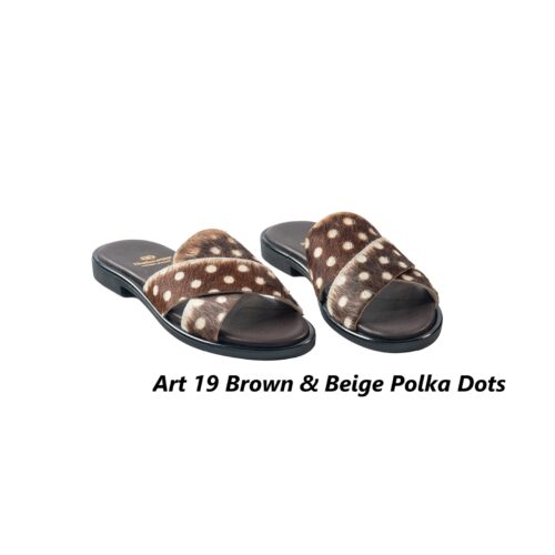 Women Shoes Art  19 Browwn & Beige Polka Dots